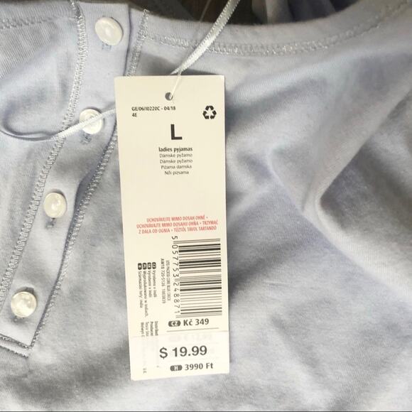 F&F Light Blue Quarter Button-Up Pajama Top L - Picture 8 of 8